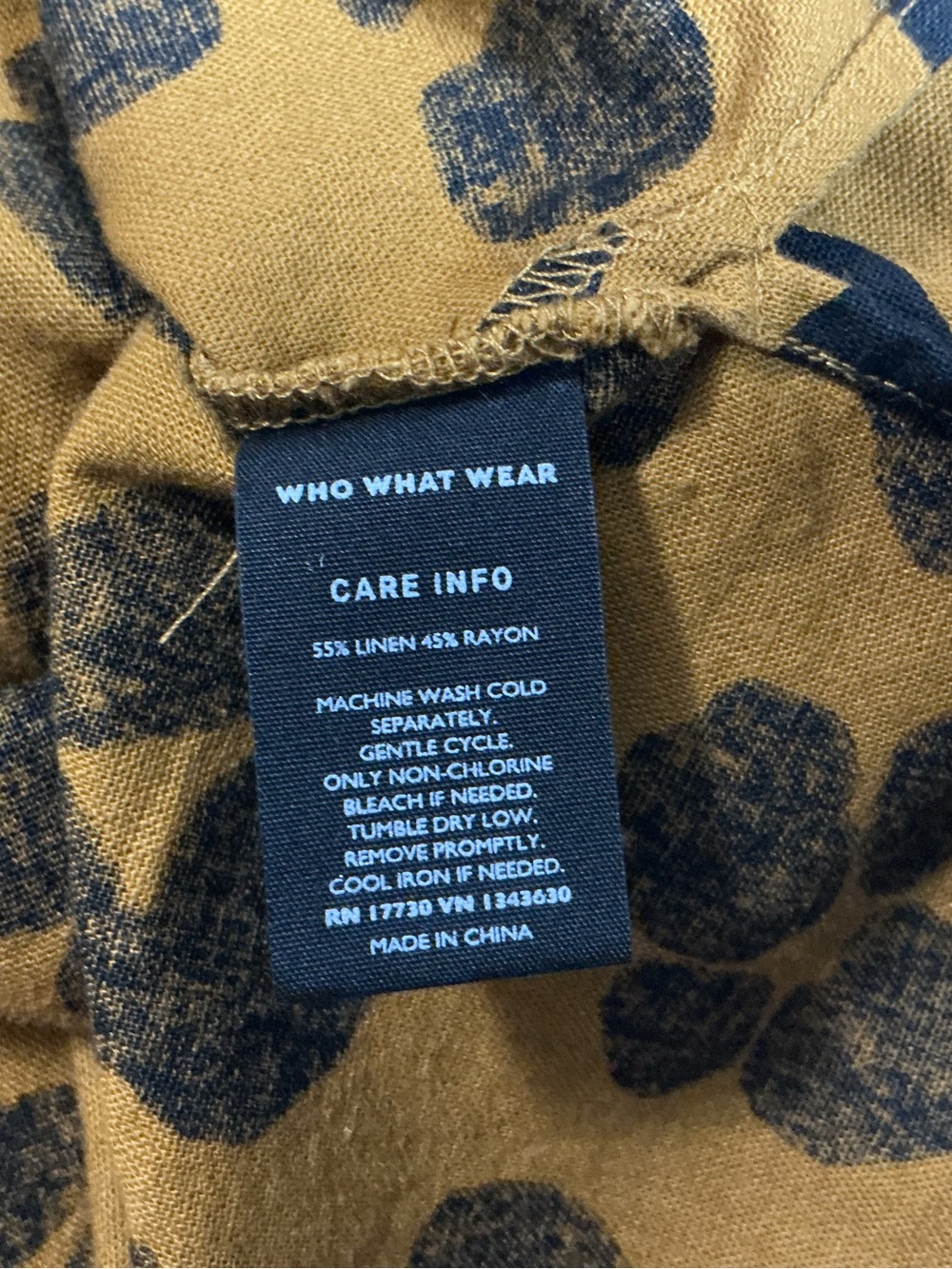 Who What Wear Linen Blend Midi Shirtdress XXL Mustard Tan Leopard Print Belted - Picture 11 of 13